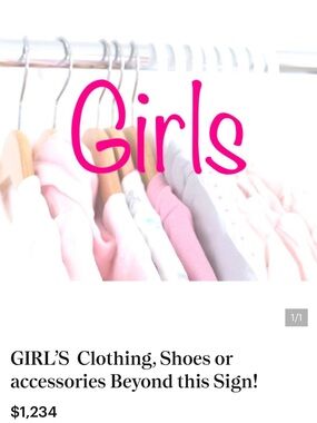 Girls Pink Clothing Sign - No Brand